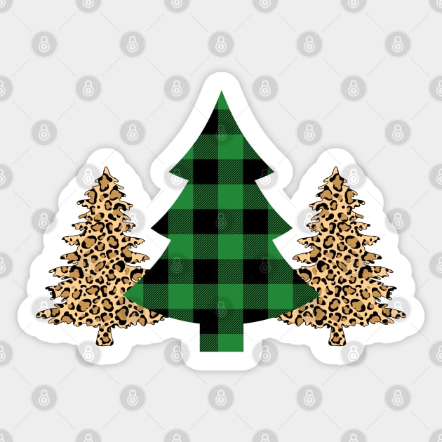 LEOPARD AND PLAID CHRISTMAS TREE Sticker by ZhacoyDesignz